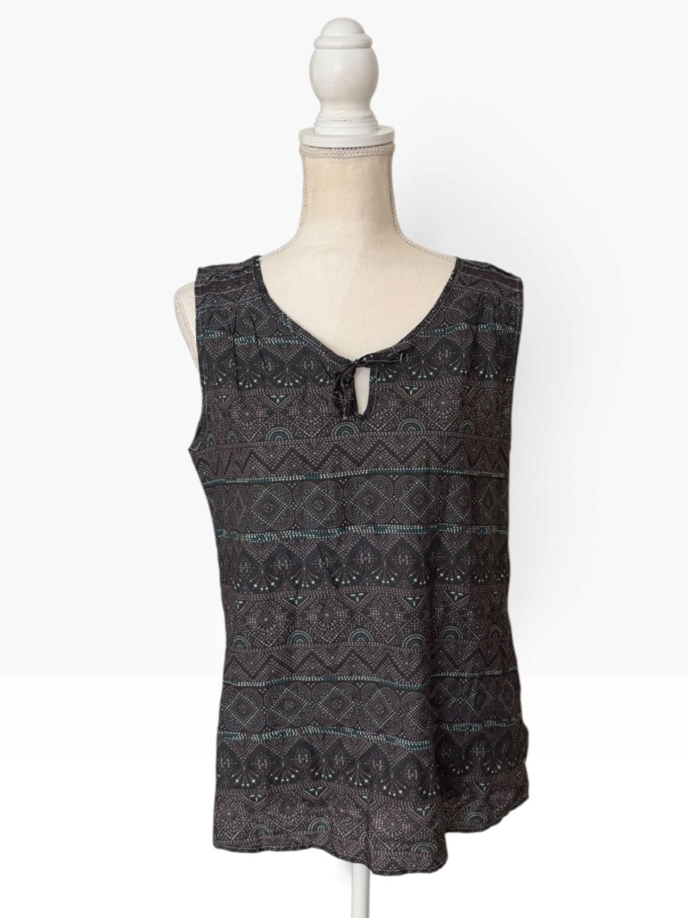 KÜHL Flora Tank Top Organic Cotton Silk Geometric Boho Blouse Women's M